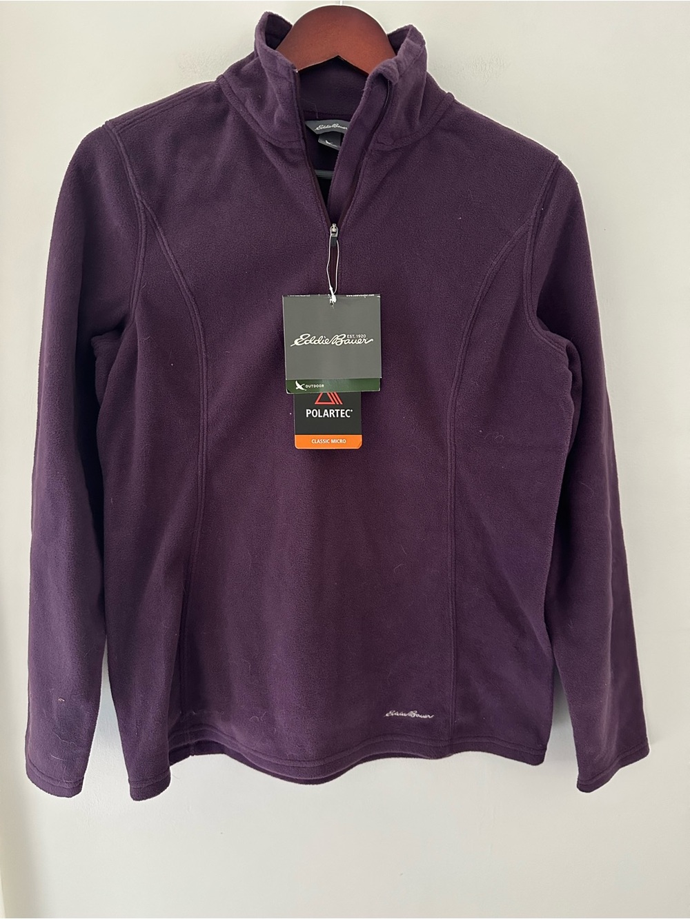 Eddie Bauer Purple Polartec Lightweight Fleece Pullover Quarter Zip Cozy Layer